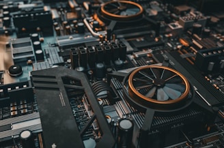 a close up of a computer motherboard