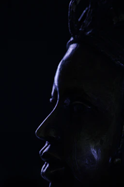 a close up of a statue of a person