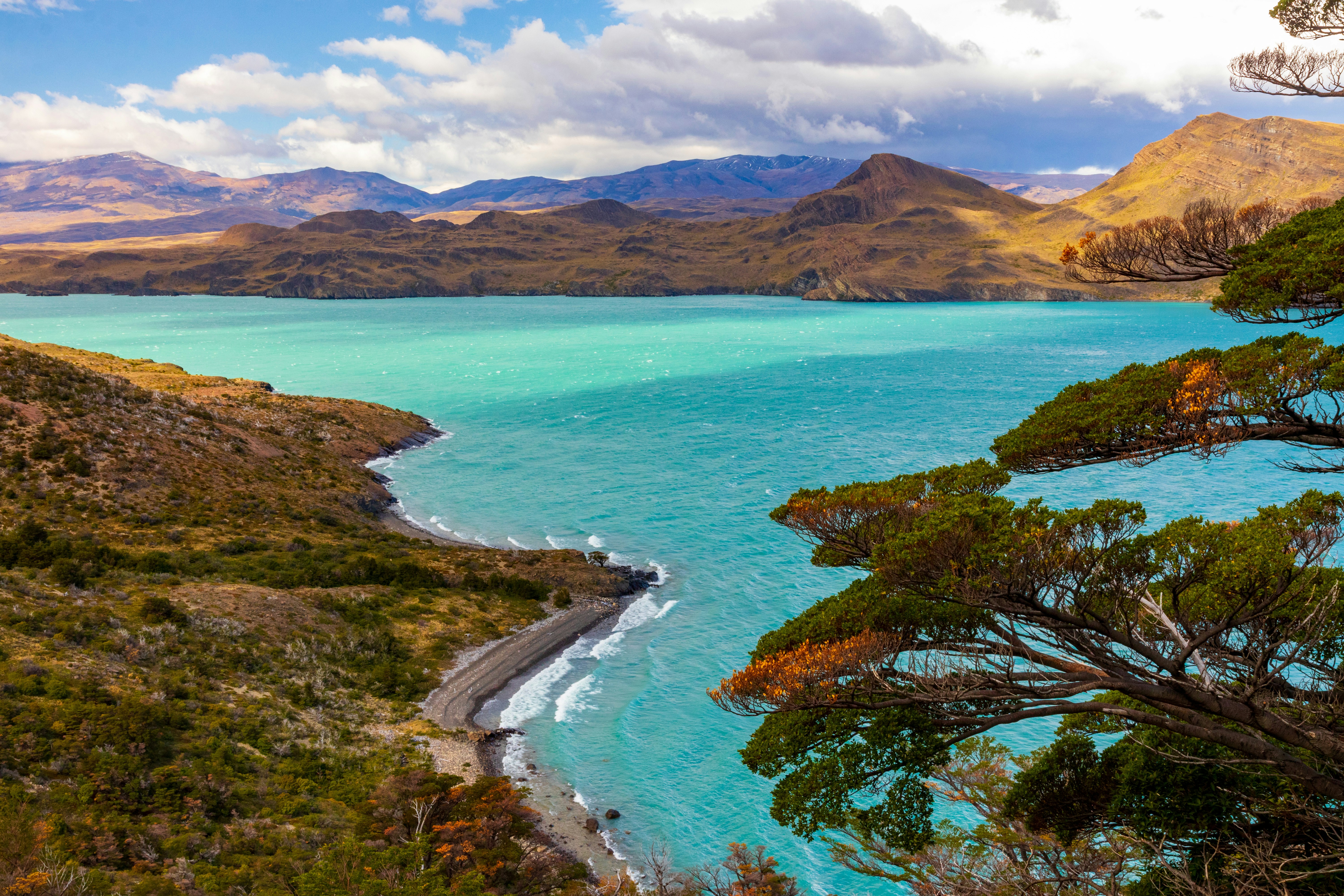 a large body of water surrounded by mountains
