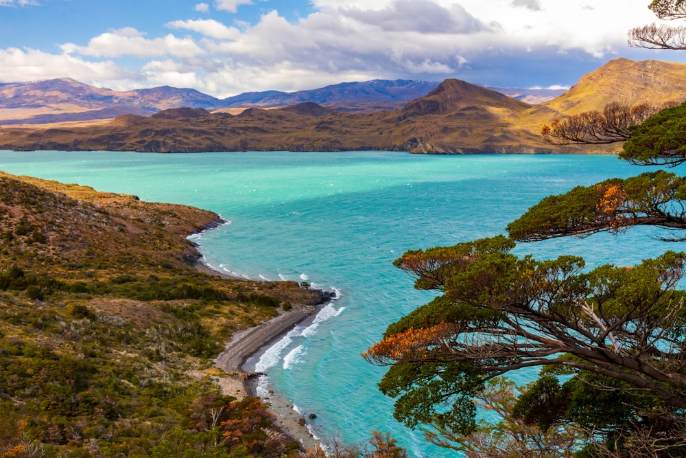 a large body of water surrounded by mountains