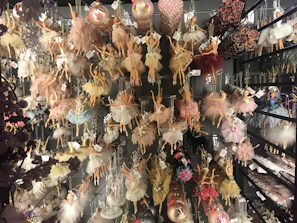 A collection of classical dance accessories such as ankle bells and hair ornaments arranged artistically.