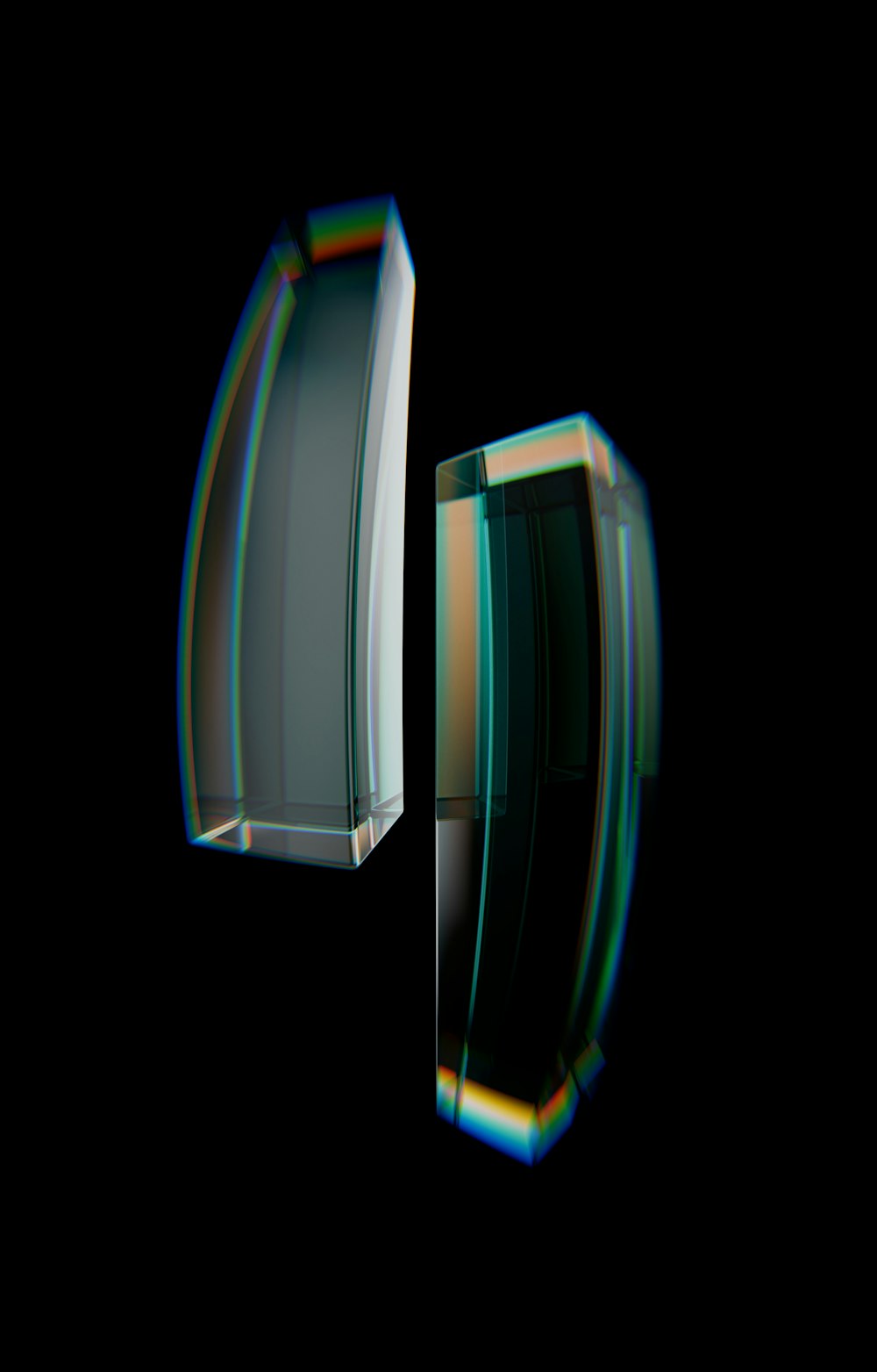 a glass object with a black background