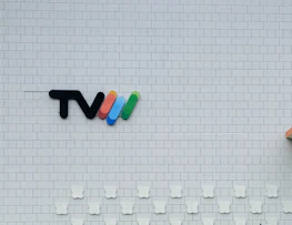 A variety of TV brands logos arranged on a clean white background.