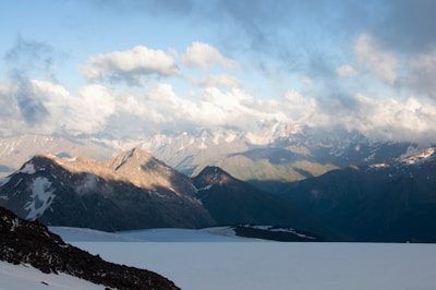 A breathtaking mountain landscape with snow-capped peaks.