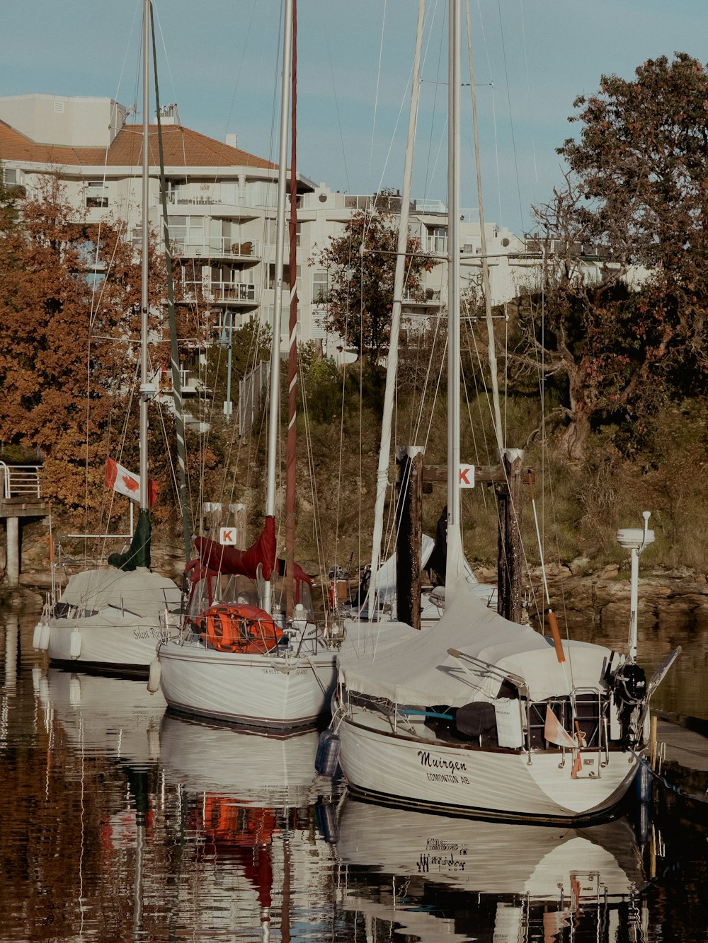 a couple of boats that are sitting in the water