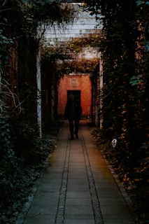 a couple of people that are walking down a walkway