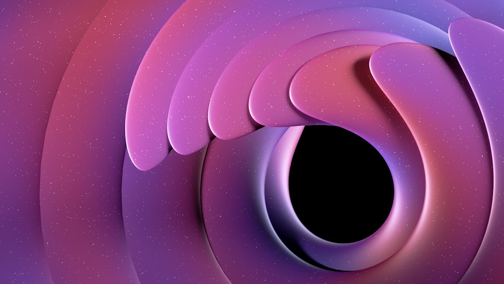 an abstract purple background with a black hole in the center