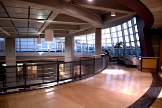 a large room with a lot of windows in it