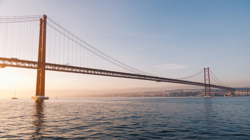 a large bridge spanning over a large body of water