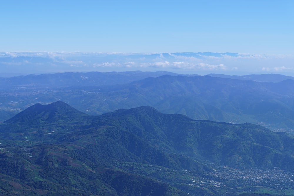 a view of a mountain range from a plane