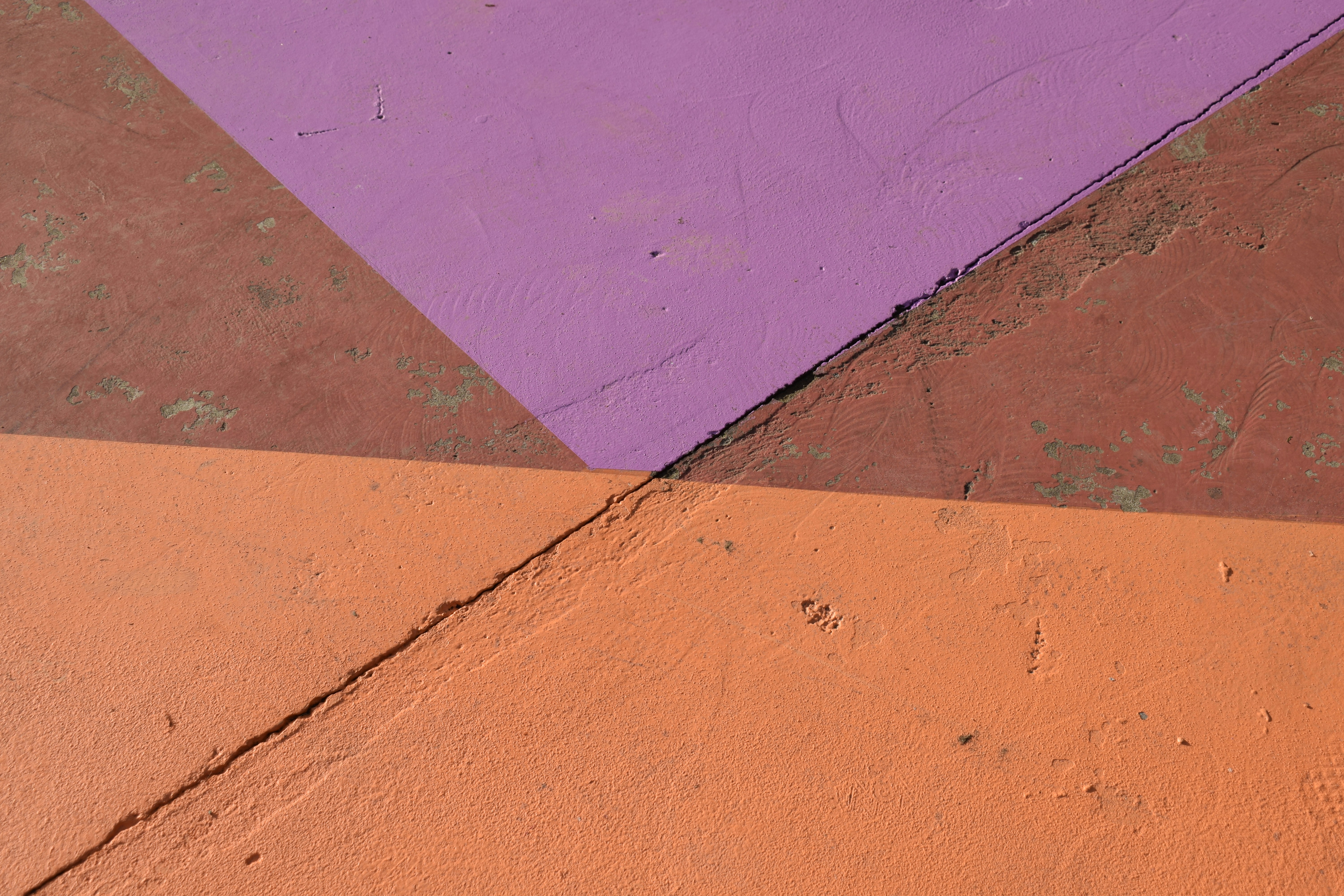close-up of a purple and orange wall