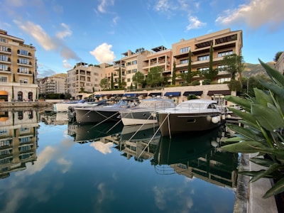 A serene marina with yachts docked, highlighting maintenance activities.
