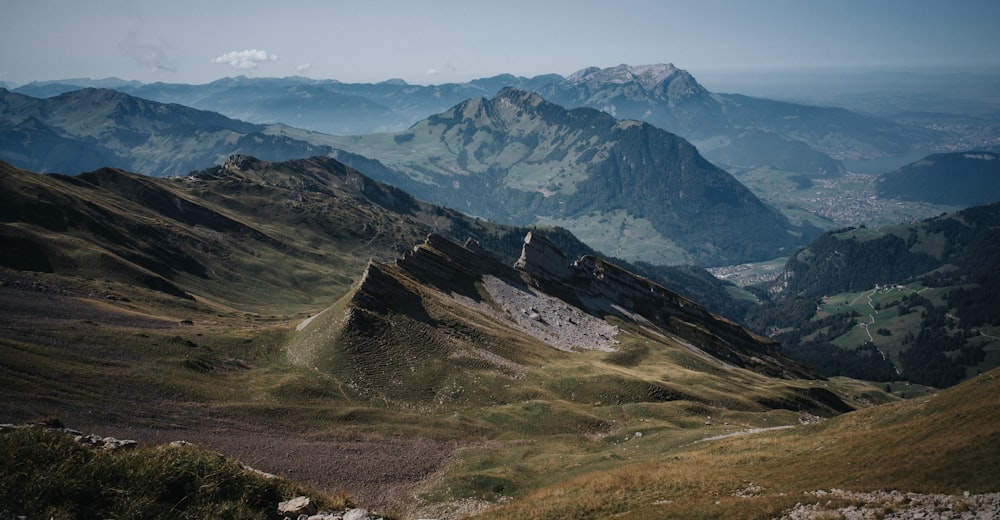 a view of a mountain range in the distance