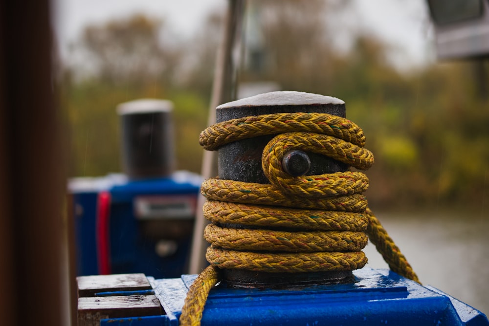 a close up of a rope on a boat