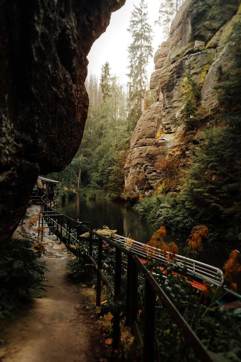 a path that is next to a body of water