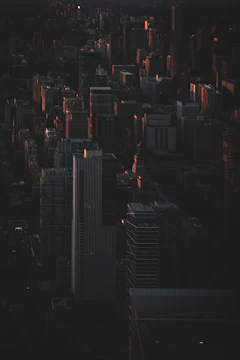 Illustration of a city skyline at twilight featured in Henry Wow's second book.