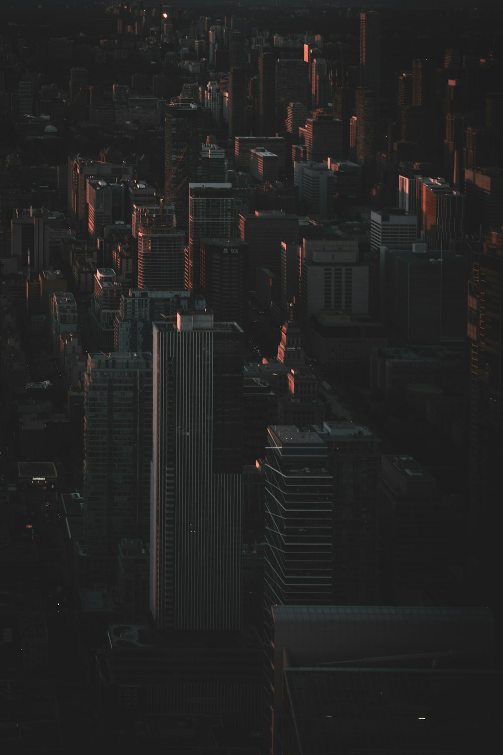 夜の街の空撮