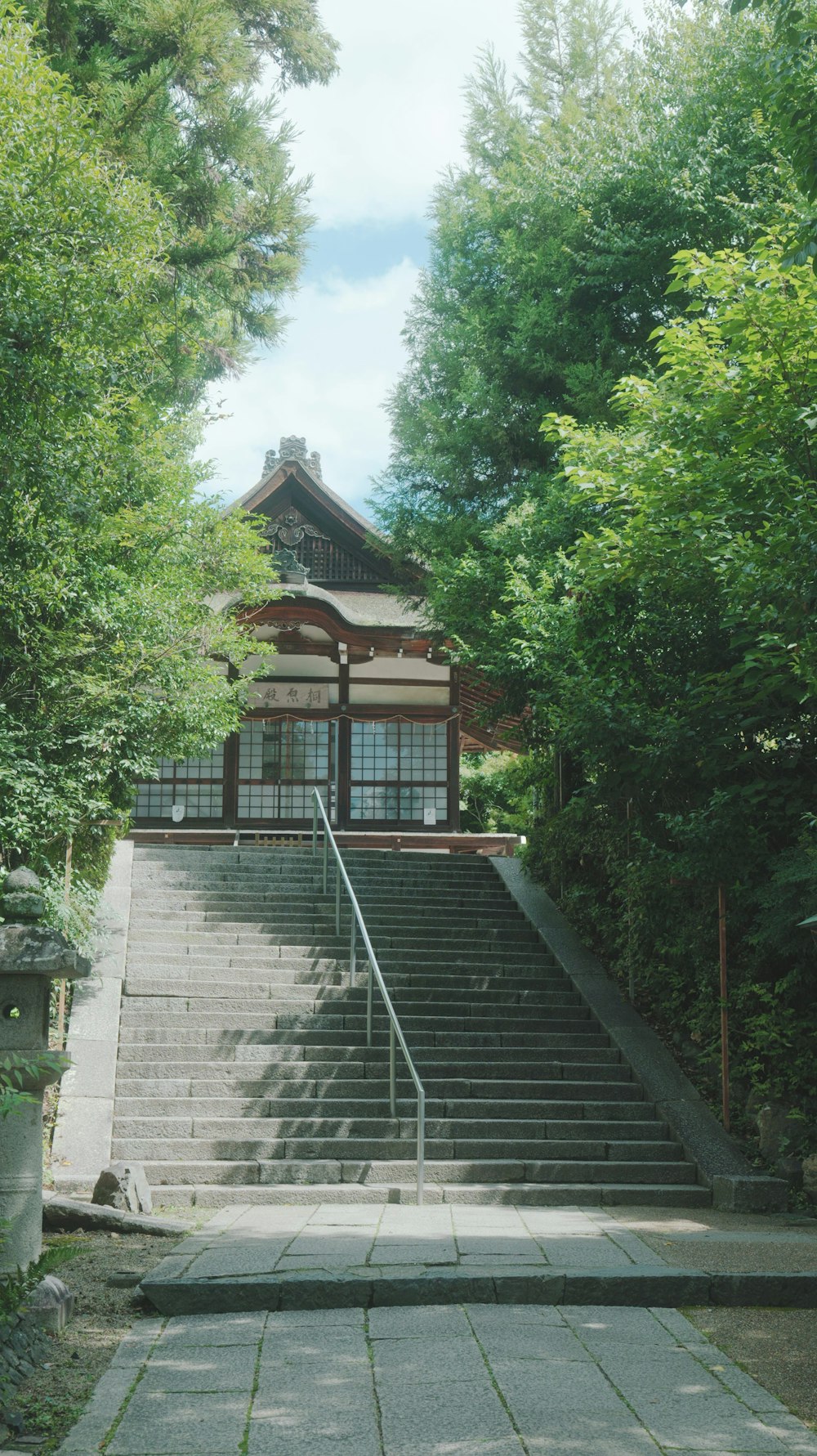 a set of stairs leading up to a building