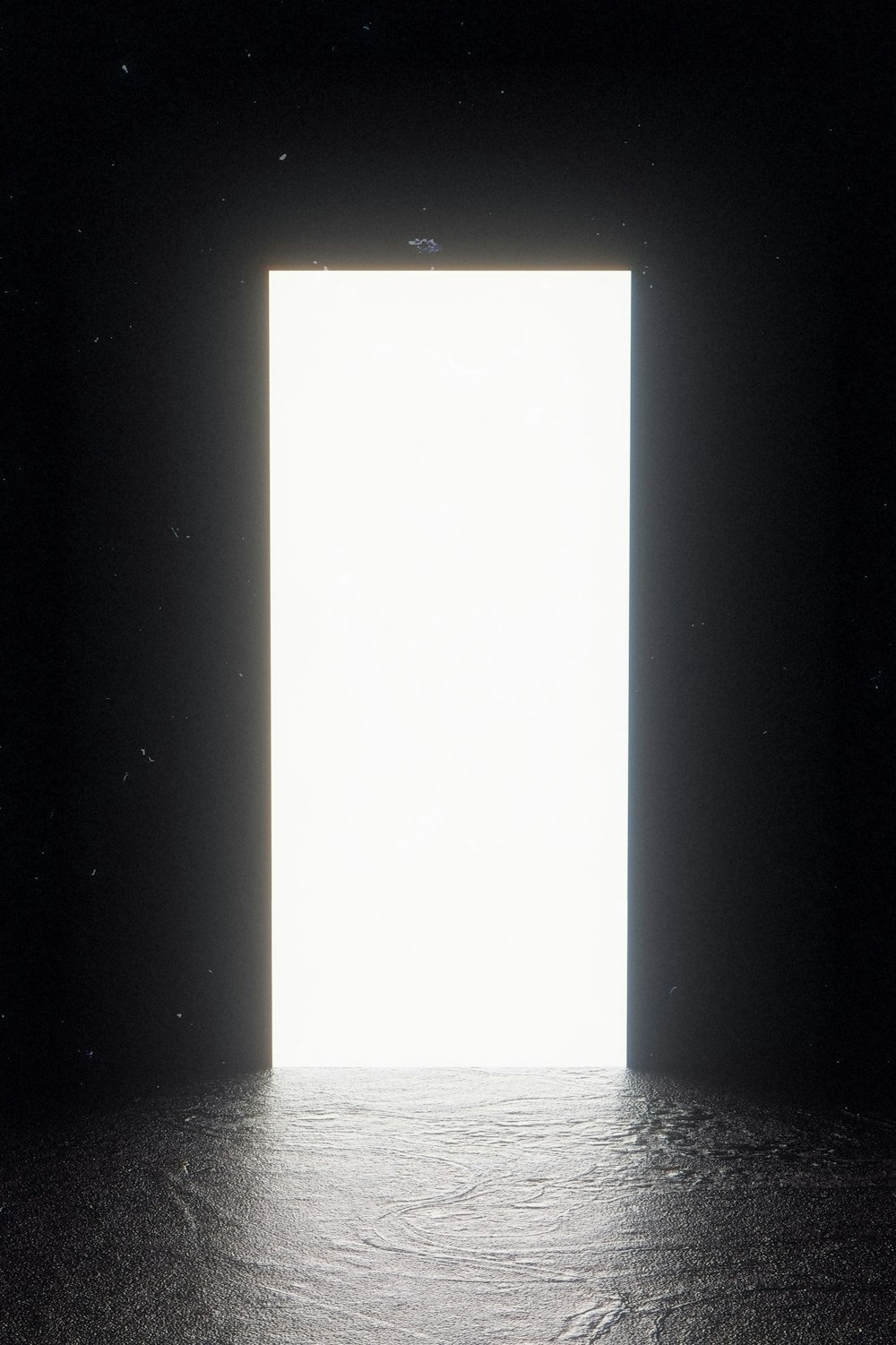 a large open door in a dark room