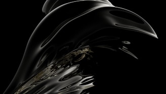 Abstract design featuring fluid forms in black.