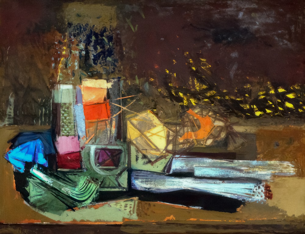 a painting of a bunch of objects on a table