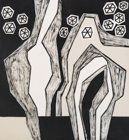 Abstract geometric lines in sharp black and white, suggesting structured growth and progression.