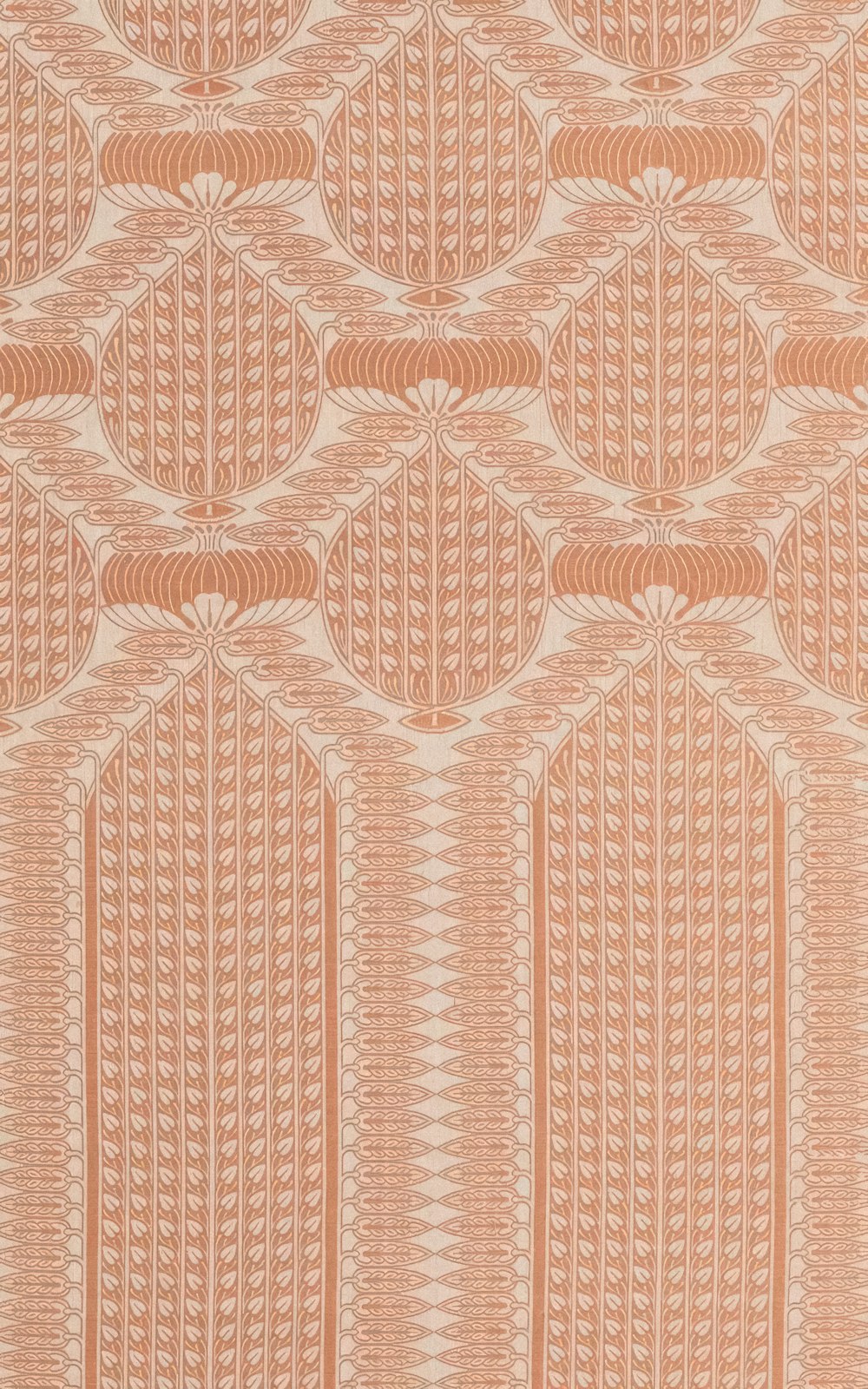 an orange and white wallpaper with a pattern on it