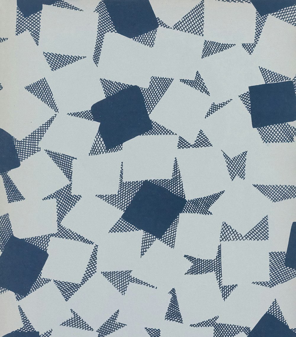 a blue and white pattern of stars on a white background