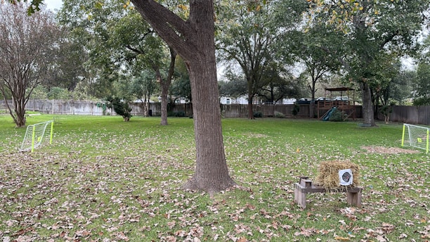 A spacious family home with a large backyard and play area for children.