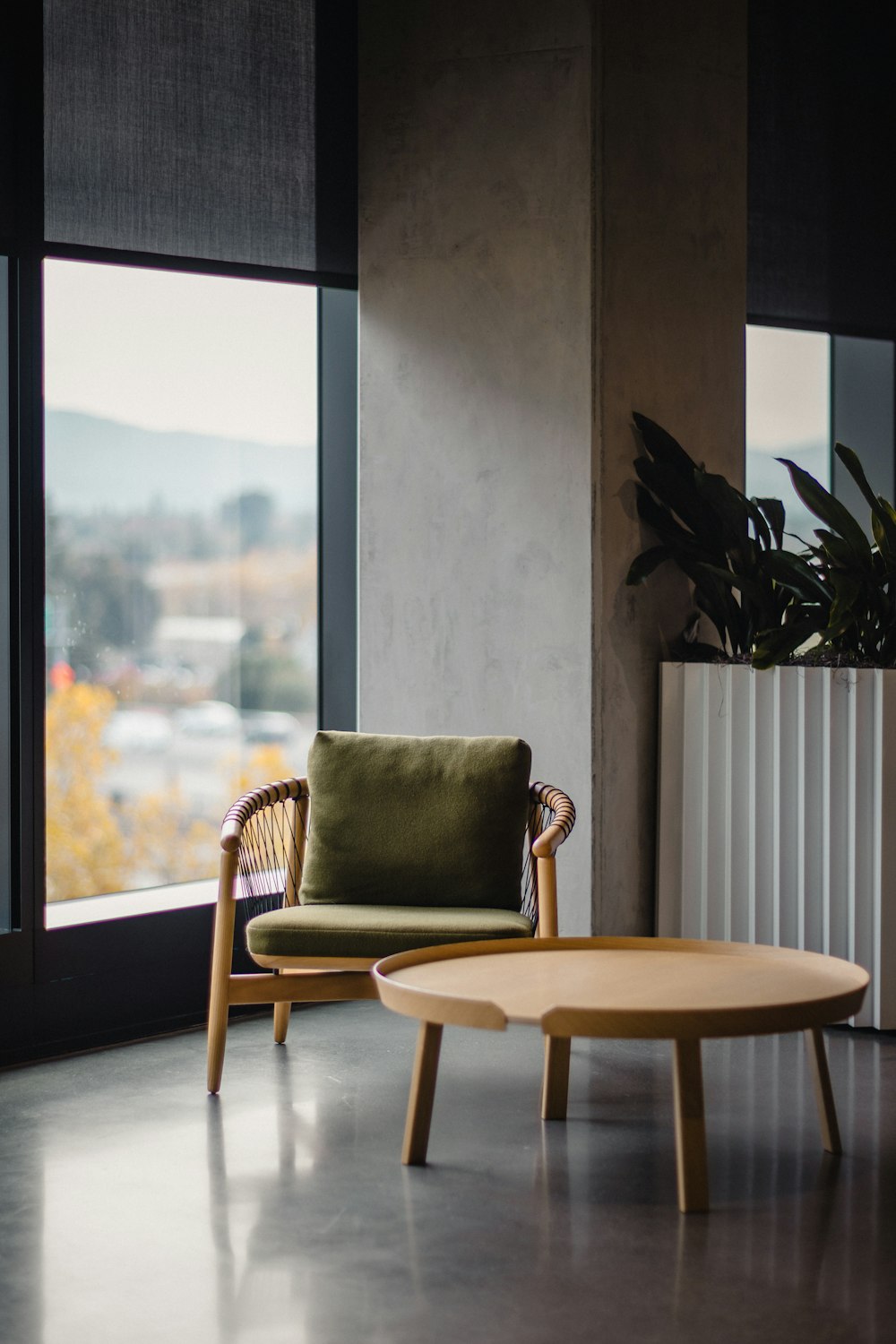 a chair and a table in a room