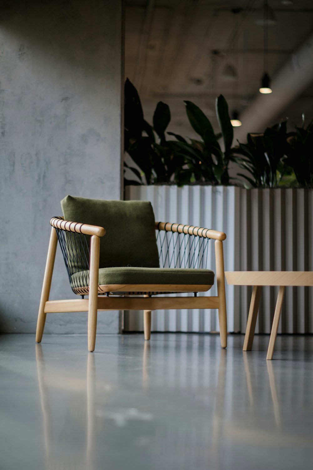 a chair and a table in a room