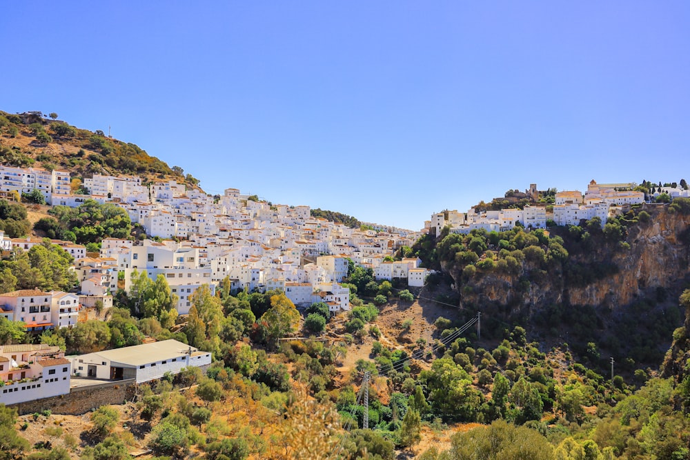 a view of a village on a hillside