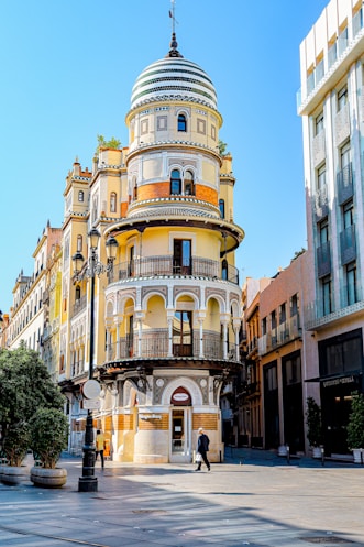 a tall building with a dome on top of it