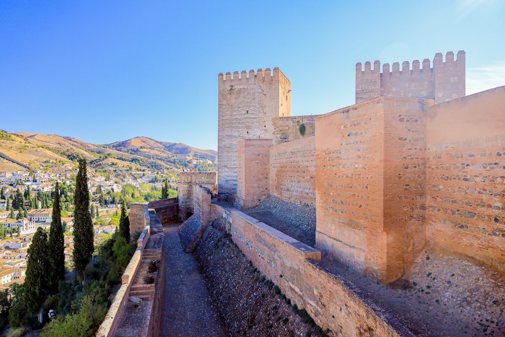 a view of a city from a castle