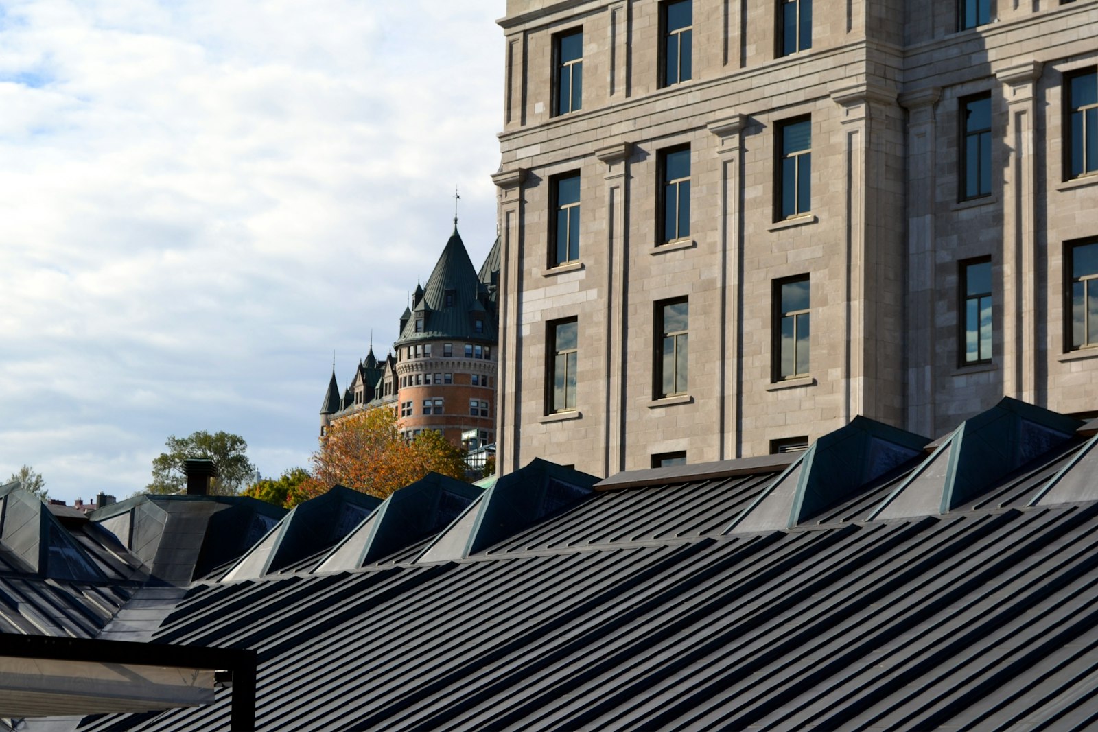 Chateau Frontenac and the rooftops of Old Quebec, a filming backdrop in Quebec City