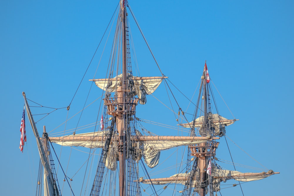 the mast of a tall ship with multiple masts