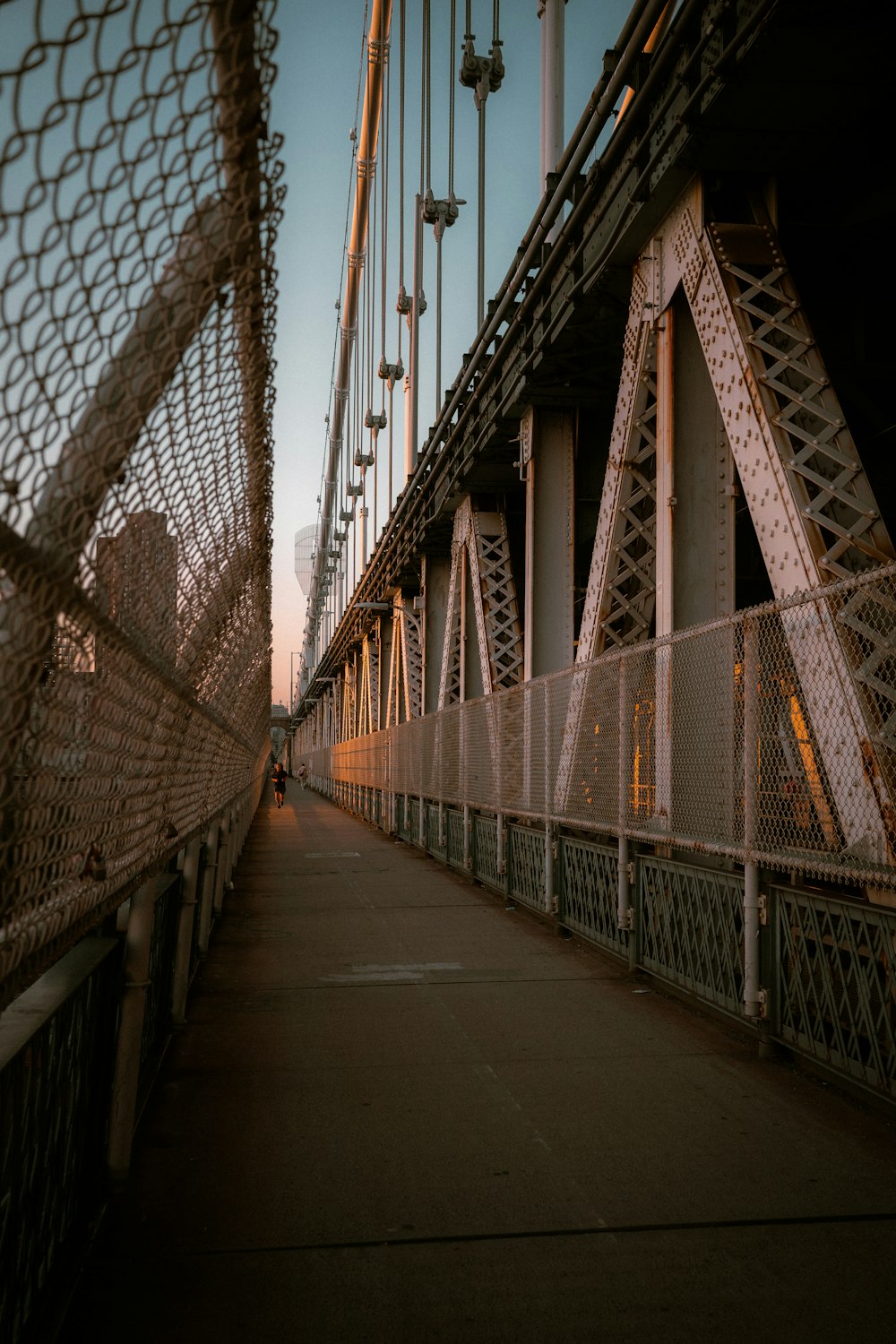 a view of a bridge from the side of it