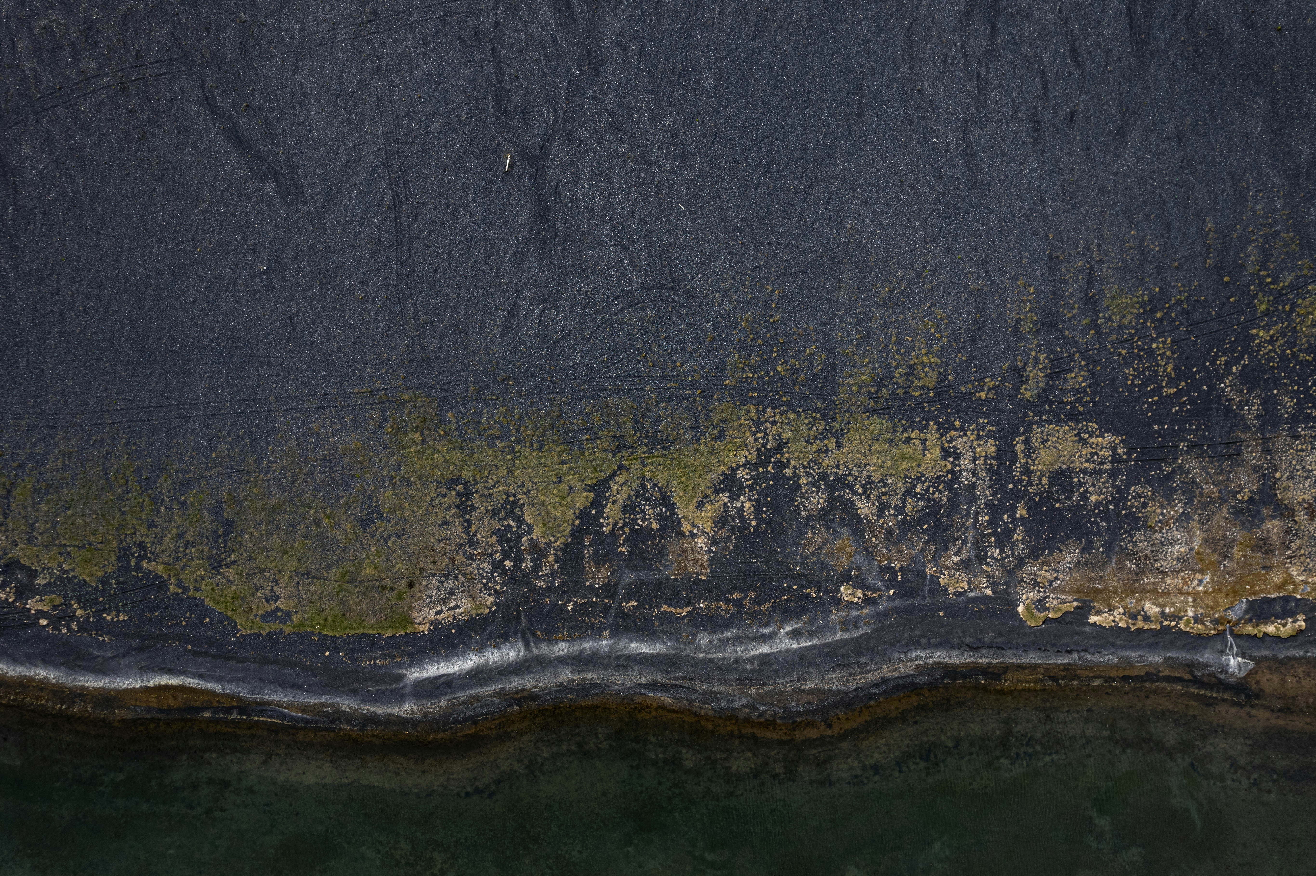 an aerial view of a body of water