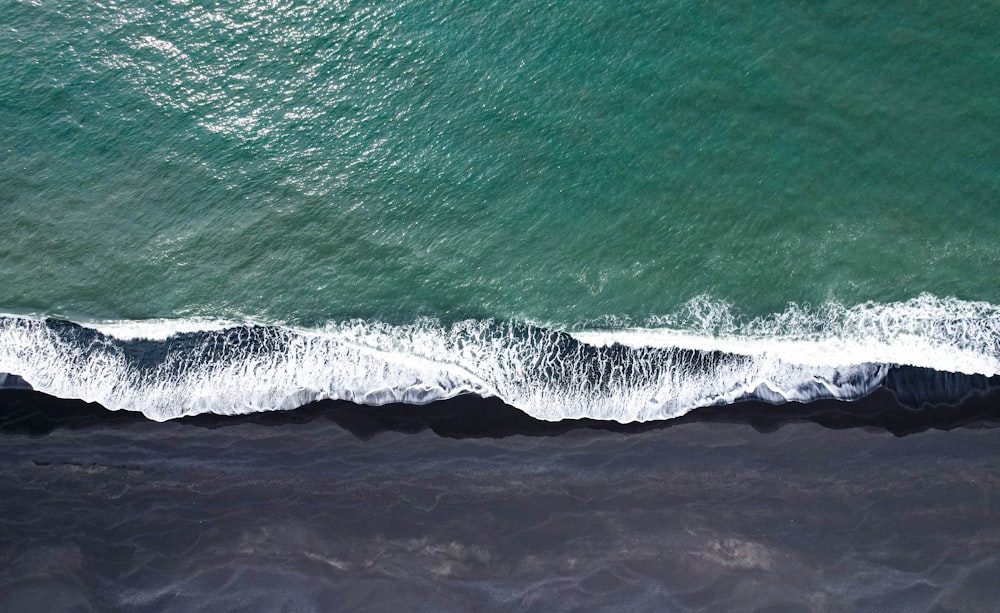 an aerial view of a body of water