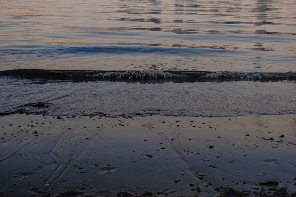 a body of water with waves coming in to shore