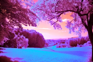 A vibrant AI-generated landscape showcasing surreal colors.
