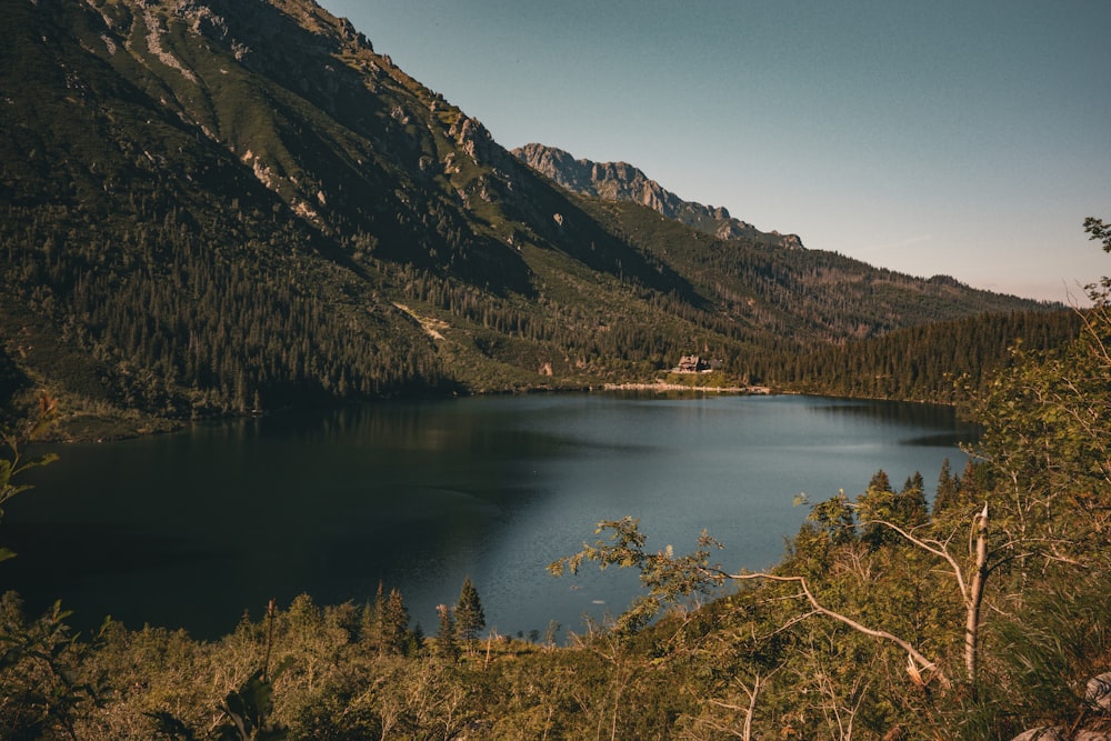 a large body of water surrounded by mountains