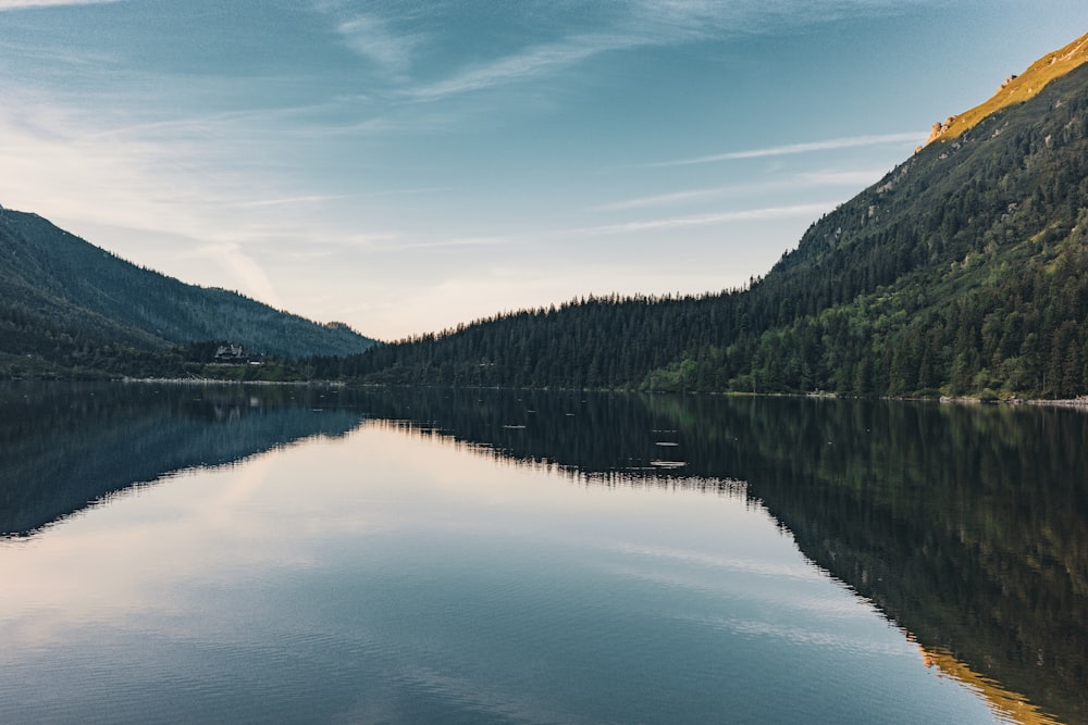 a large body of water surrounded by mountains