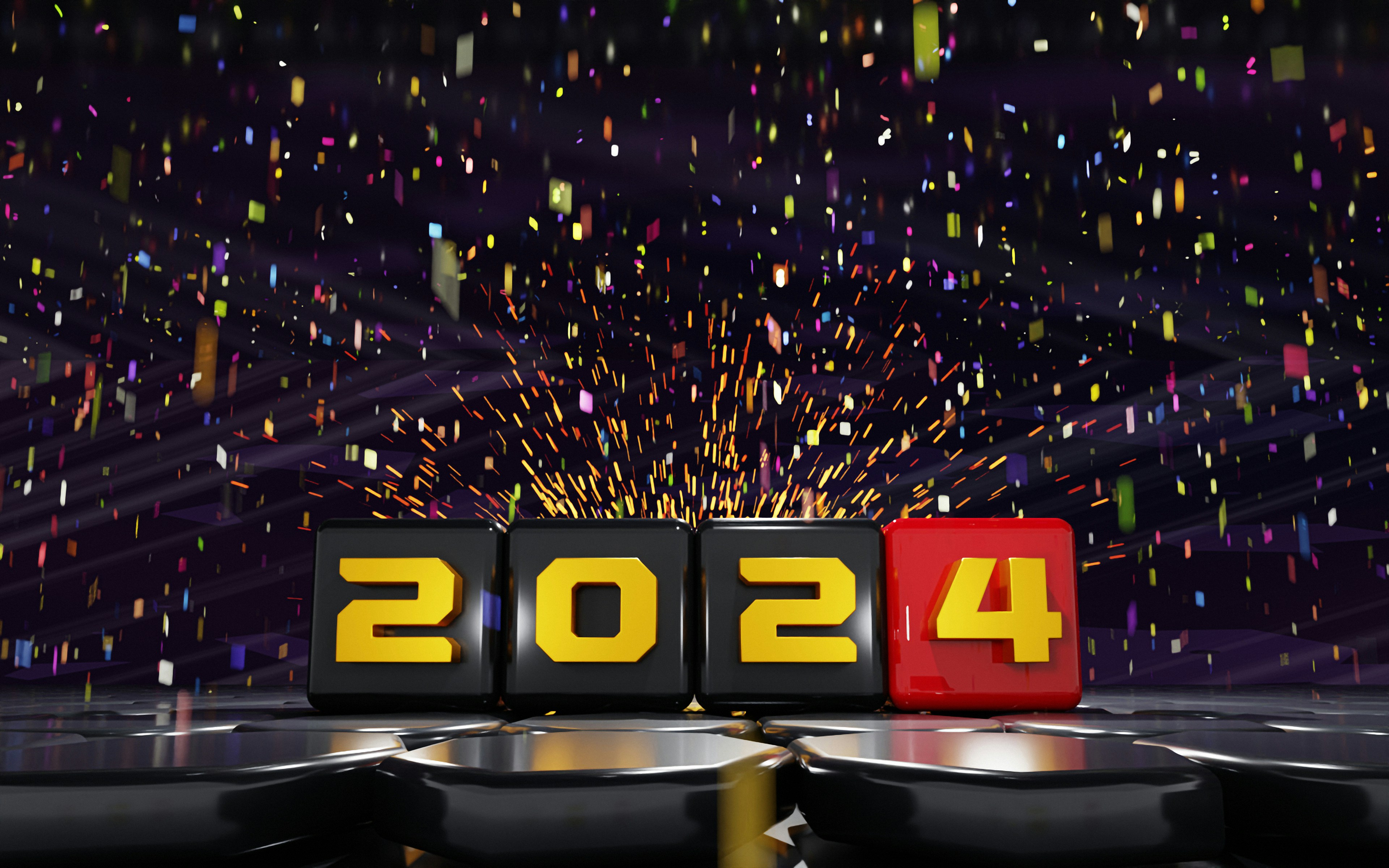 The number twenty four in front of a stage with confetti photo – Free ...
