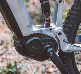 a close up of the front brake of a bike