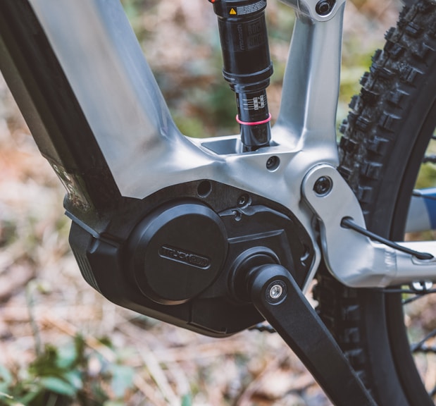 a close up of the front brake of a bike