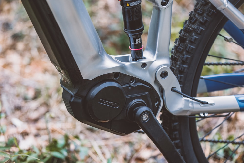 a close up of the front brake of a bike