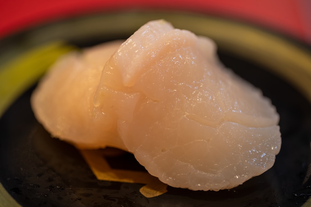 a close up of a piece of food on a plate