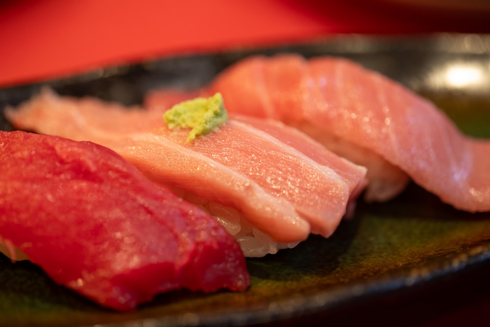 a plate of sushi on a table