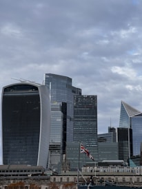 A scenic view of the Riverside city skyline with a British flag subtly waving in the foreground.